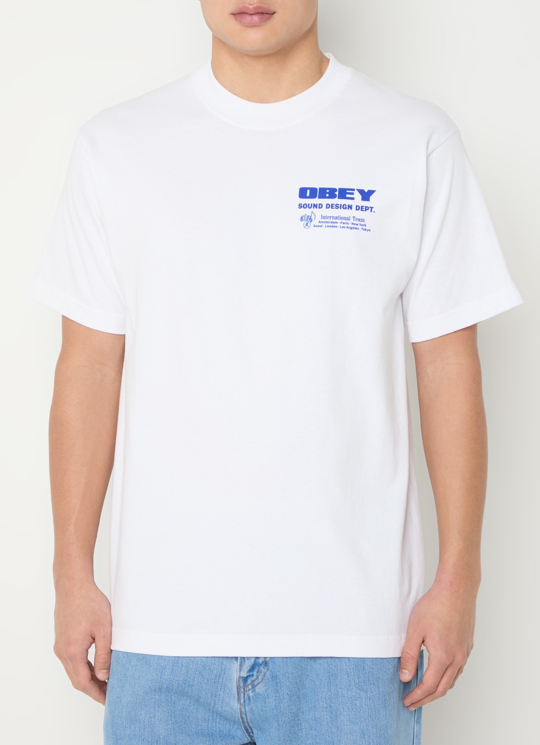 Obey Sound Design T-shirt met logo- en backprint - achterkant 4 wit