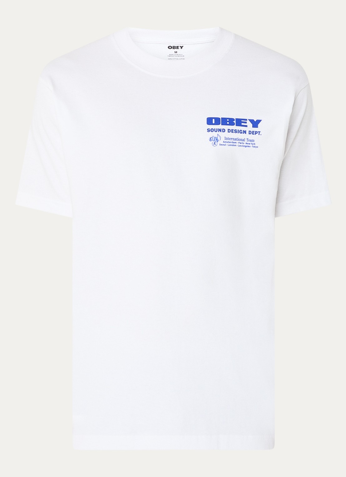 Obey Sound Design T-shirt met logo- en backprint - voorkant 2 wit
