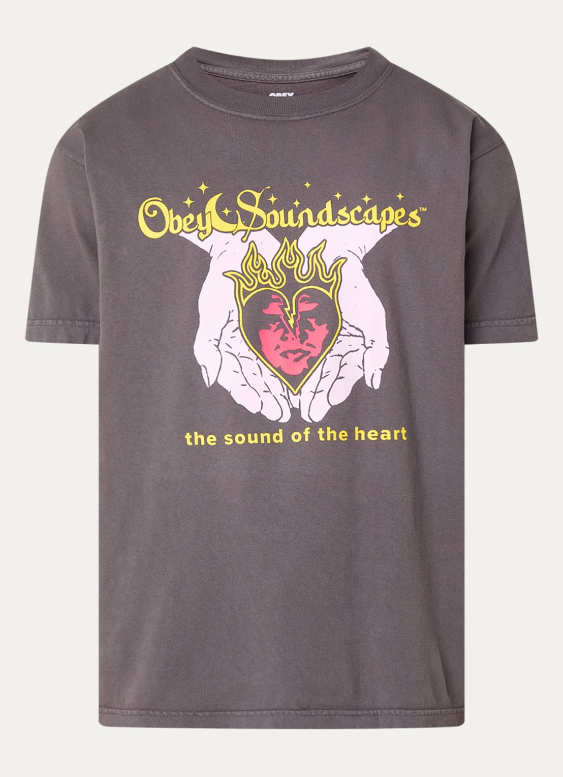 Obey Soundscapes T-shirt met print - voorkant 2 donkergrijs