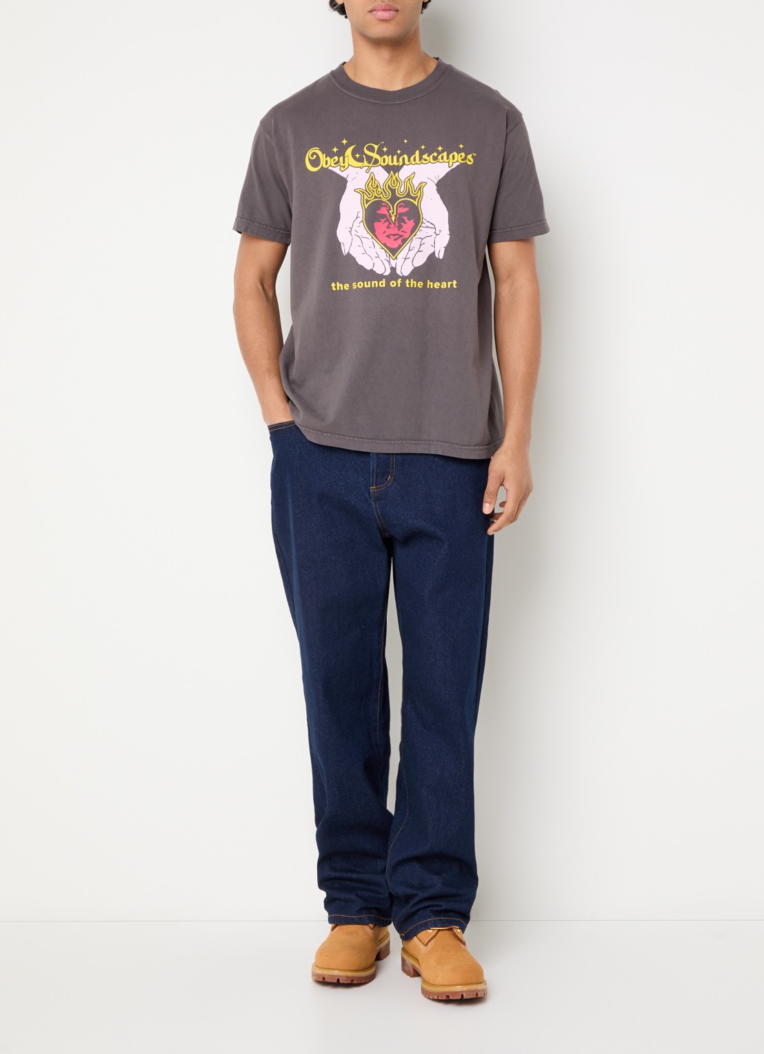 Obey Soundscapes T-shirt met print - voorkant 3 donkergrijs