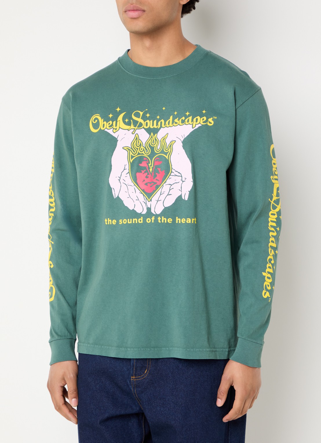 Obey Soundscapes T-shirt met print - detail 4 groen