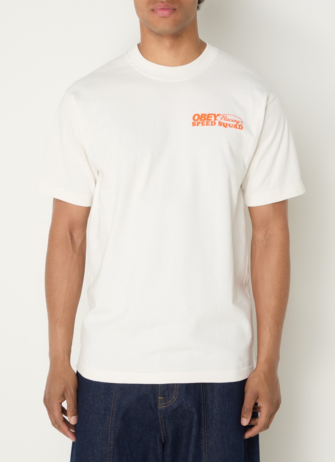 Obey Speed Squad T-shirt met logo- en backprint - achterkant 3 gebroken wit
