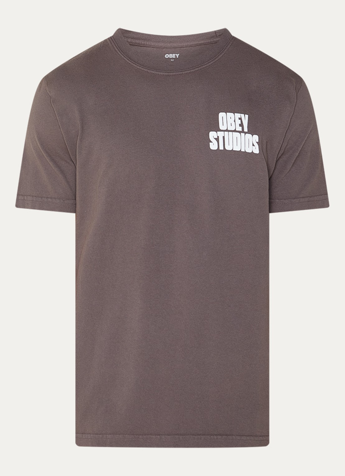 Obey Stamped T-shirt met logo- en backprint - voorkant zwart