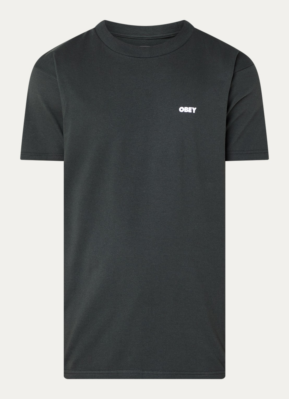 Obey Steady Mobbin T-shirt met logo- en backprint - voorkant 2 antraciet