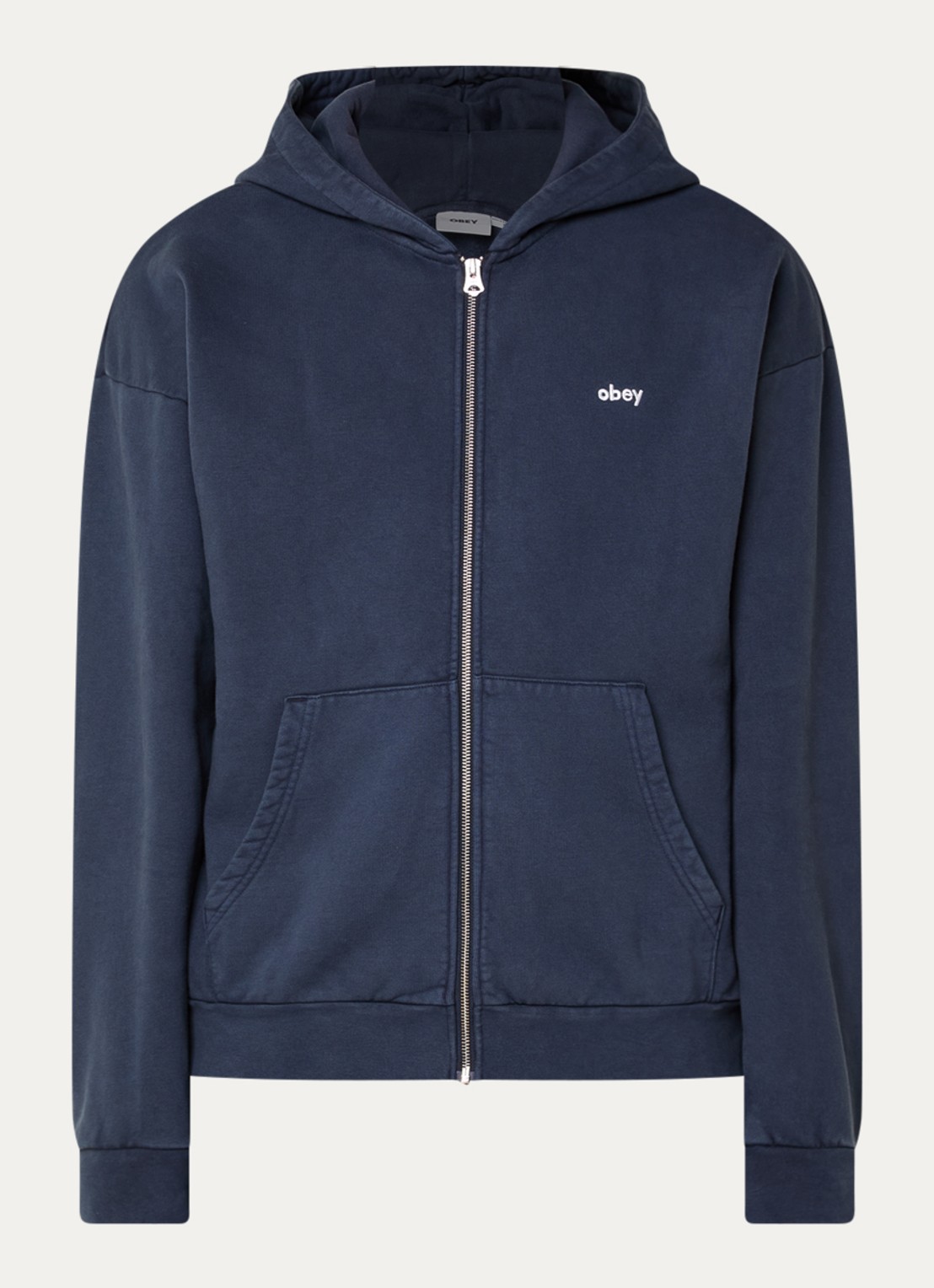 Obey Sweatvest met logo en steekzakken - voorkant 3 donkerblauw