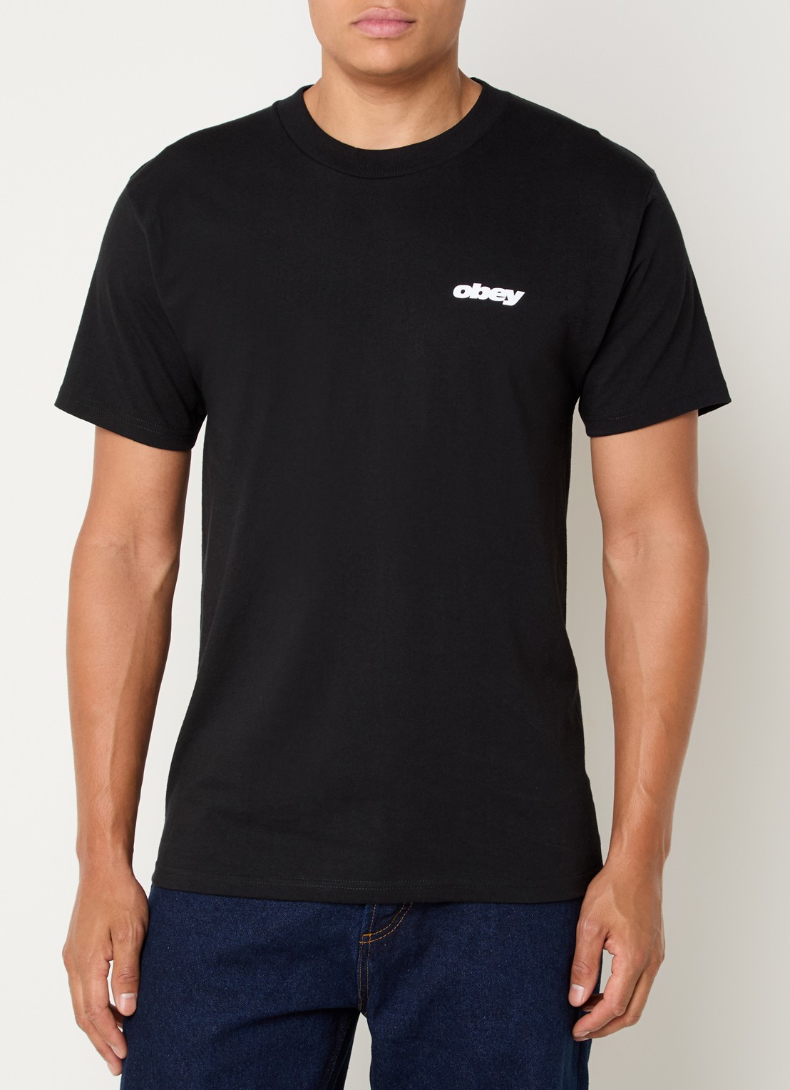 Obey T-shirt met logo en backprint - achterkant 2 zwart