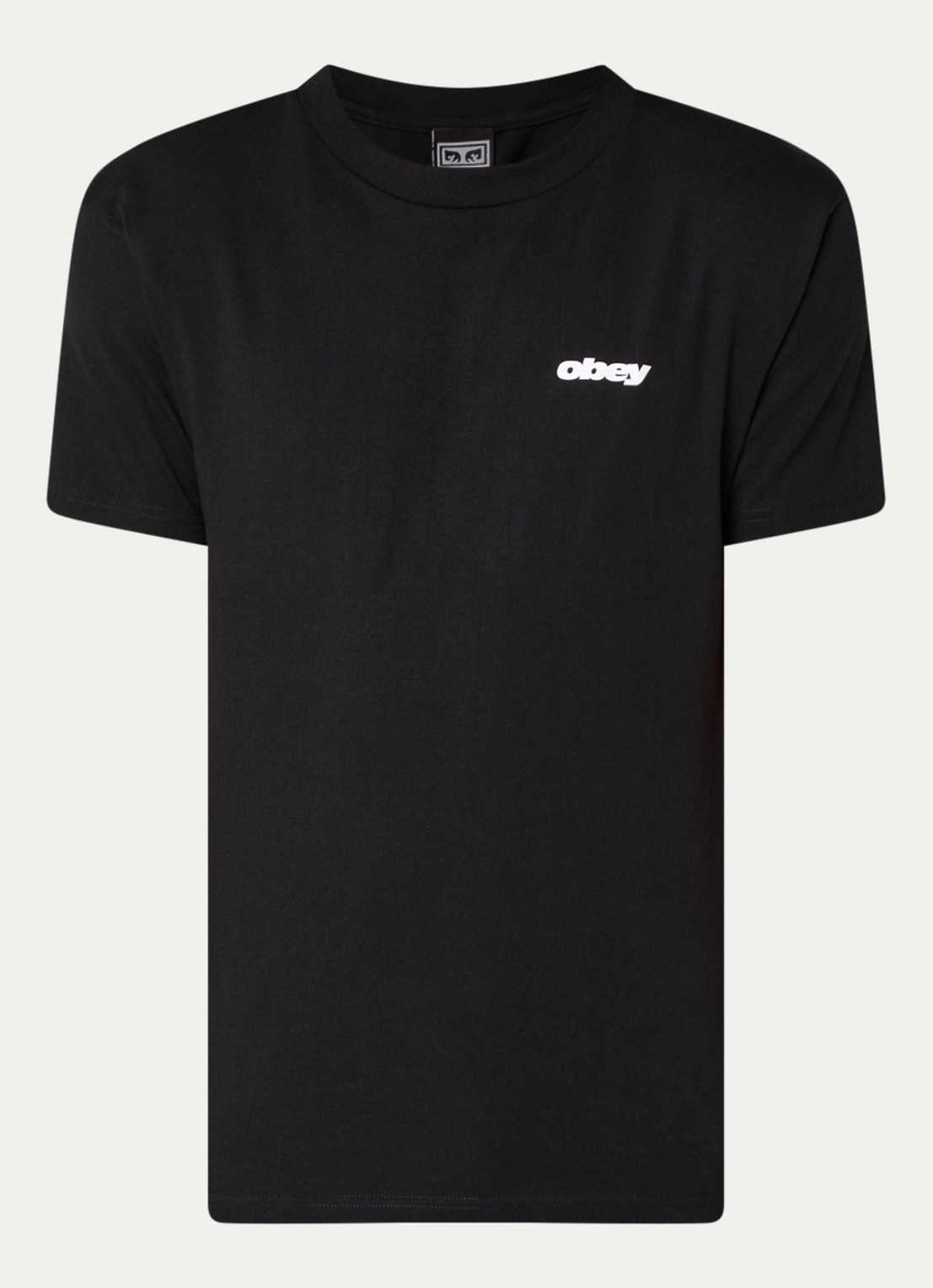 Obey T-shirt met logo en backprint - voorkant 3 zwart