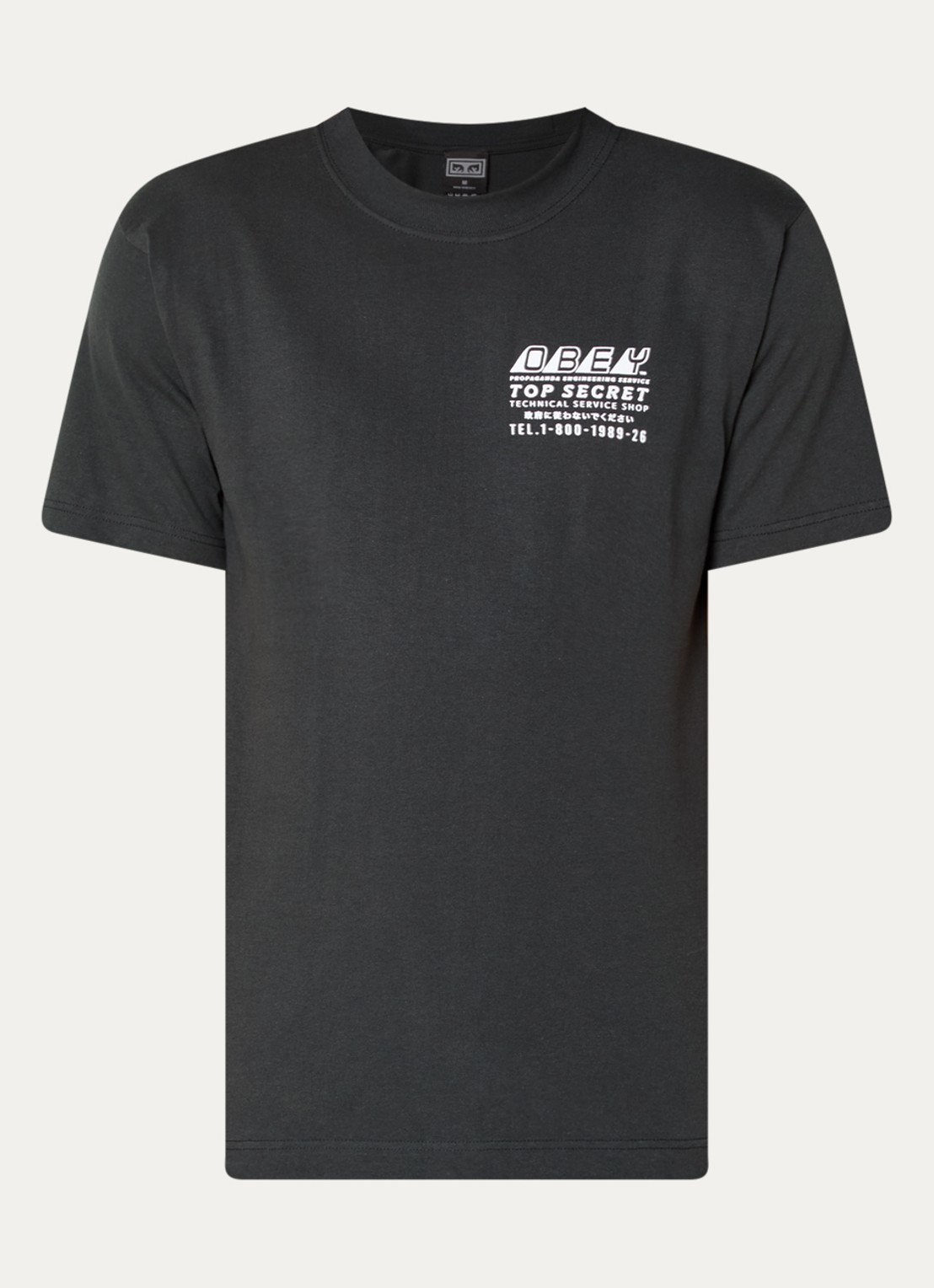 Obey Top Secret T-shirt met front- en backprint - voorkant antraciet