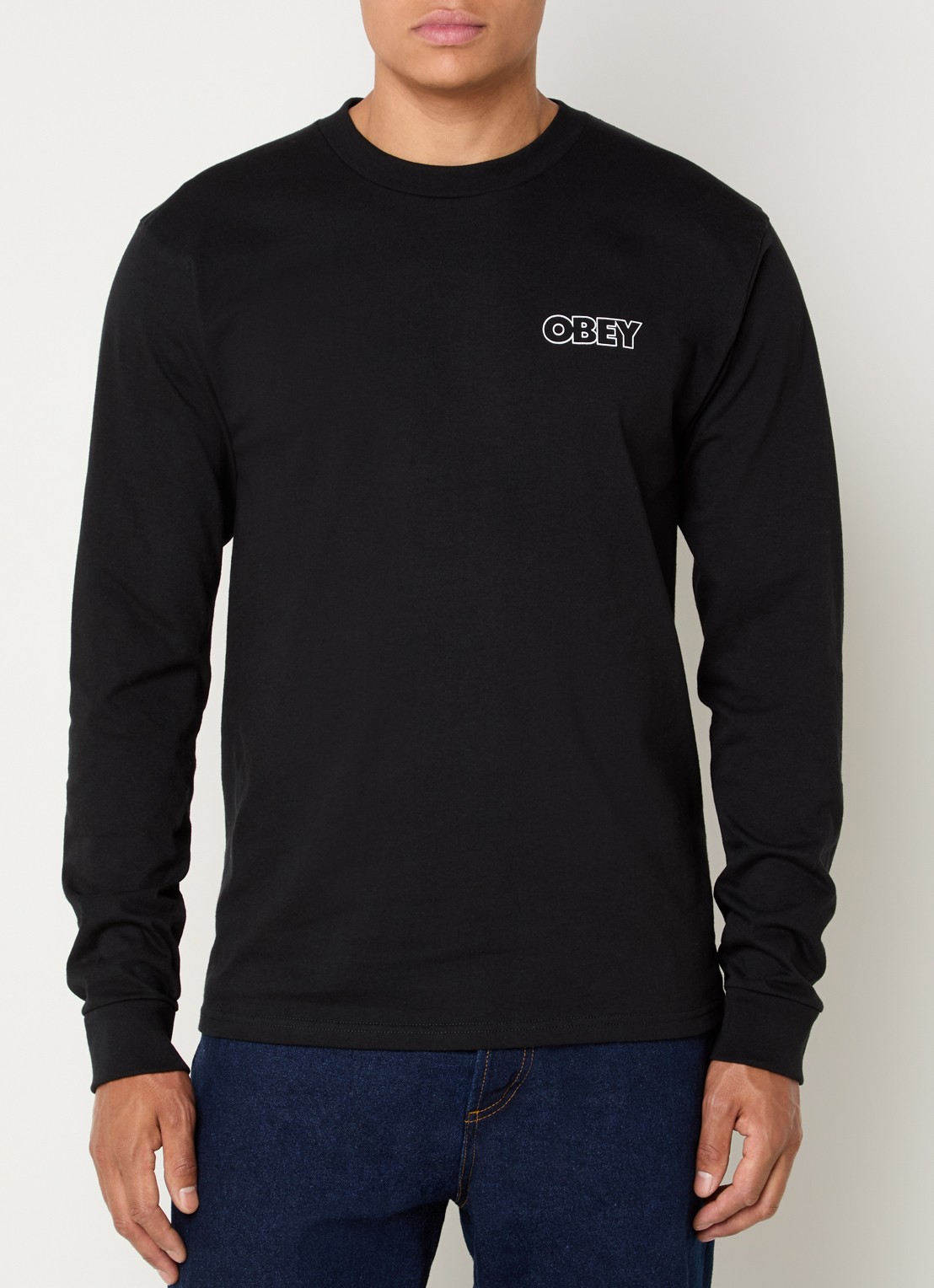 Obey Treble long sleeve met logo- en backprint - achterkant 2 zwart