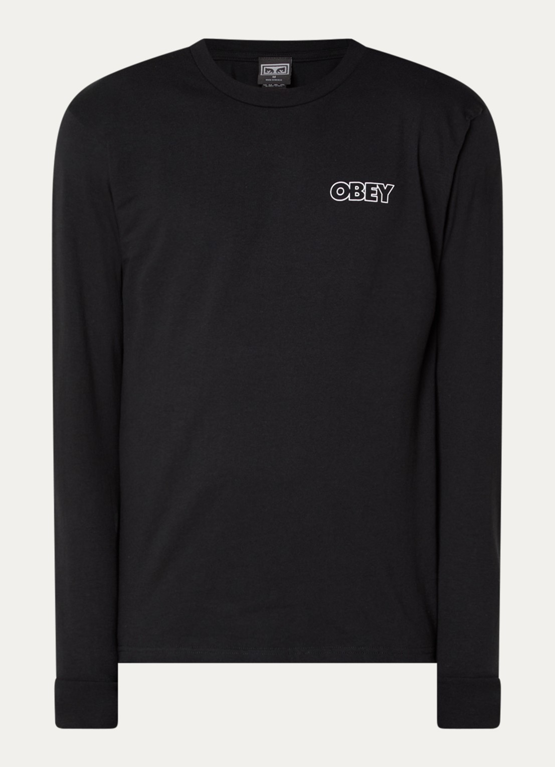 Obey Treble long sleeve met logo- en backprint - voorkant 3 zwart