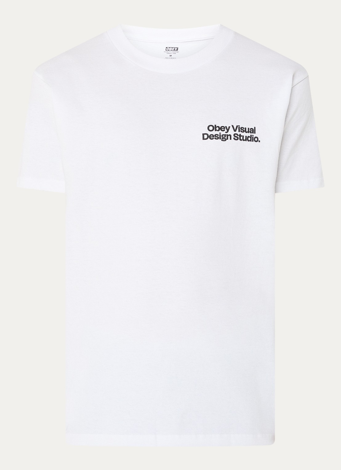 Obey Visual Design T-shirt met logo- en backprint - voorkant wit