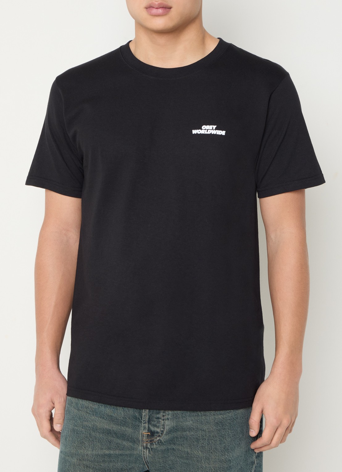 Obey Worldwide T-shirt met logo - detail 4 zwart