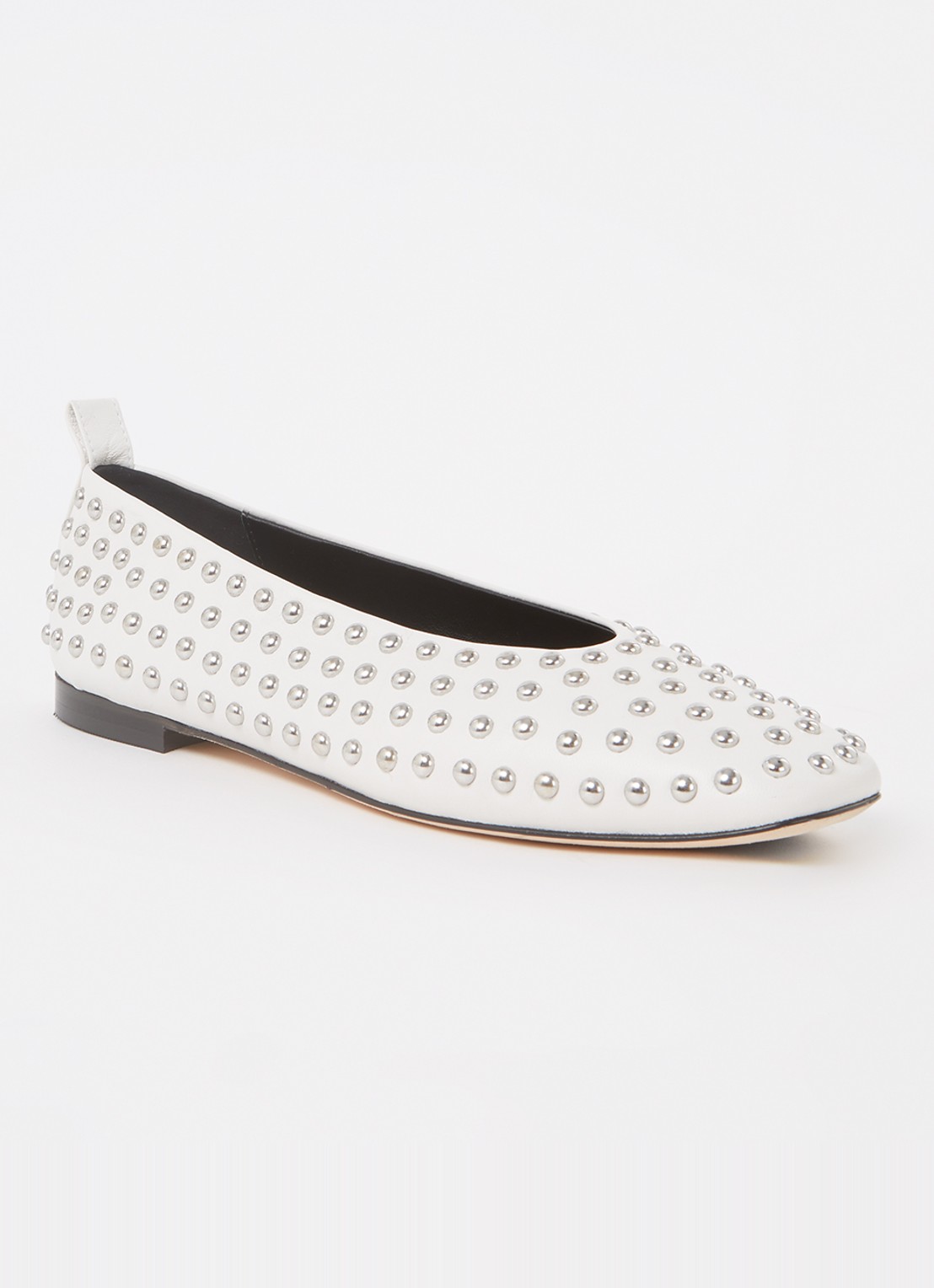 Odare Alba ballerina van leer met studs - voorkant 4 gebroken wit