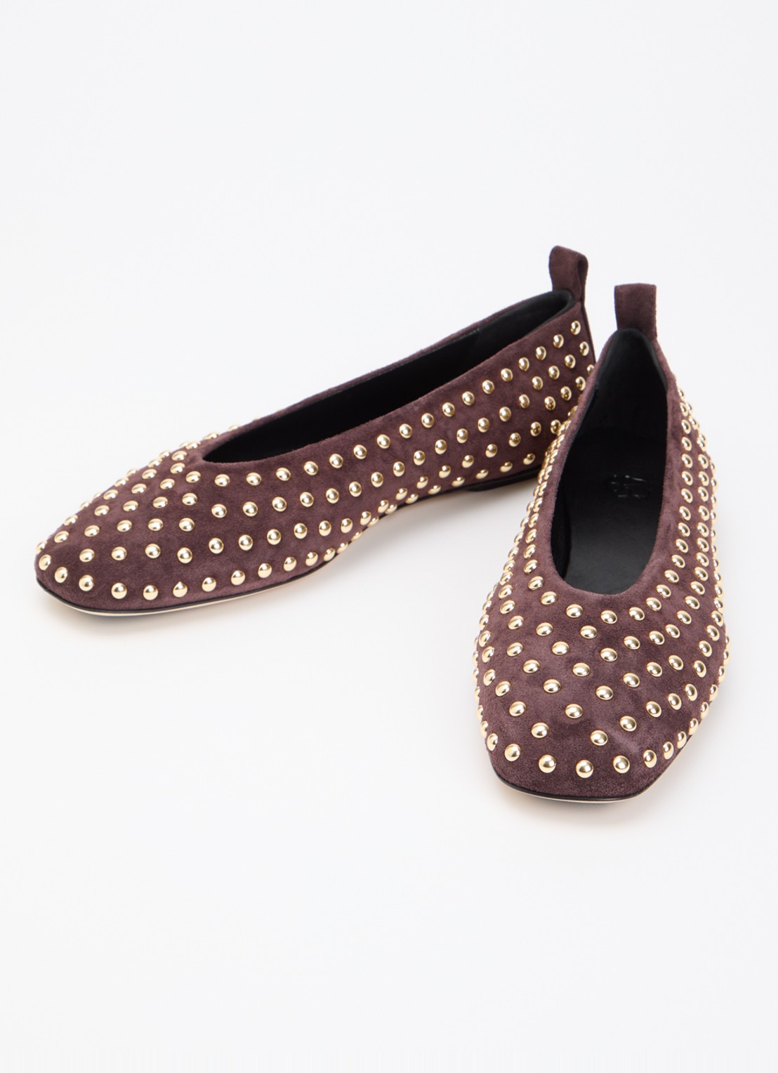 Odare Alba Sensory ballerina van suède met studs - detail 3 donkerbruin