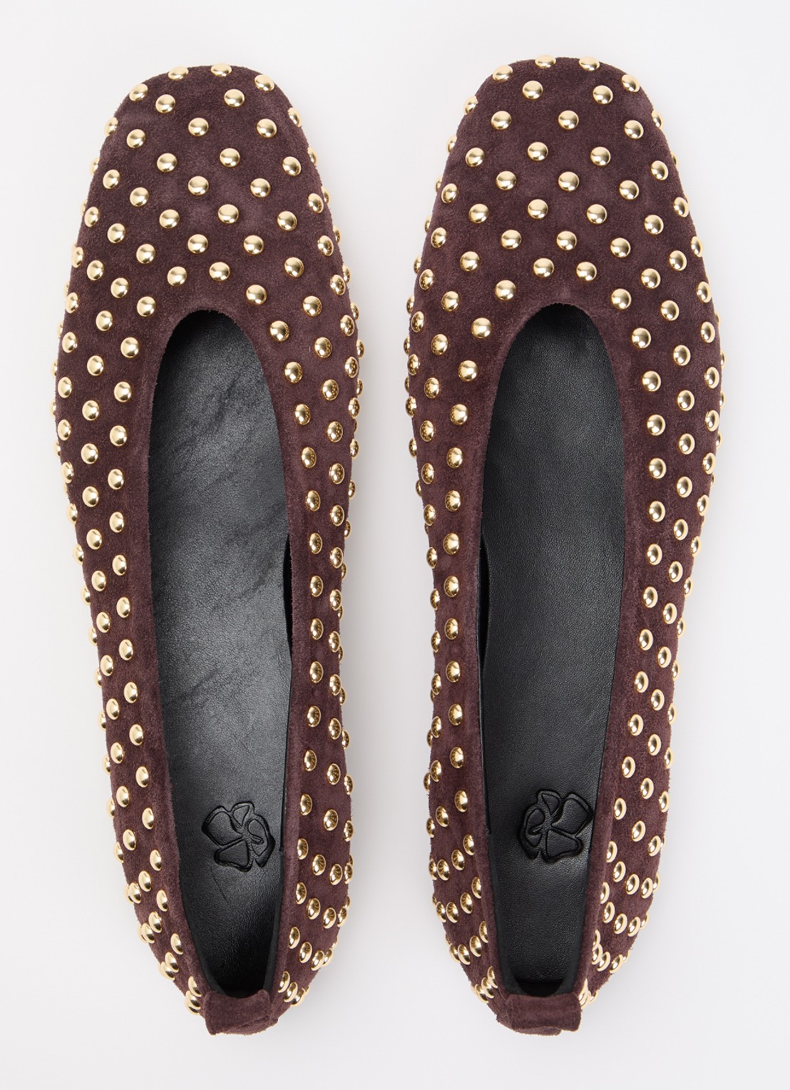 Odare Alba Sensory ballerina van suède met studs - detail 4 donkerbruin