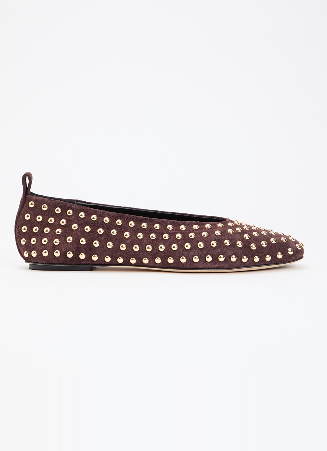 Odare Alba Sensory ballerina van suède met studs - voorkant 2 donkerbruin