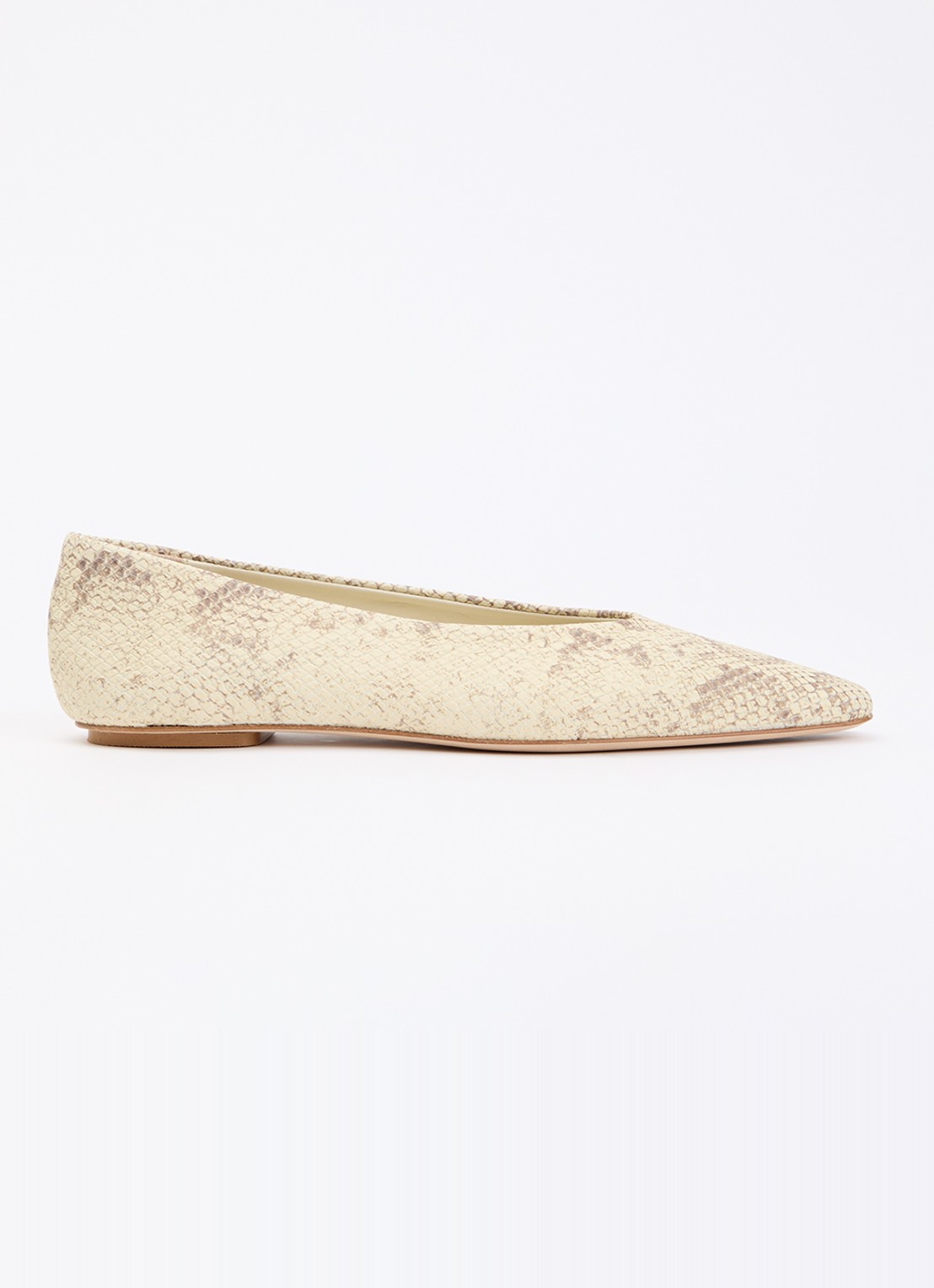 Odare Bilbao ballerina van leer met slangenprint - voorkant 5 ivoor