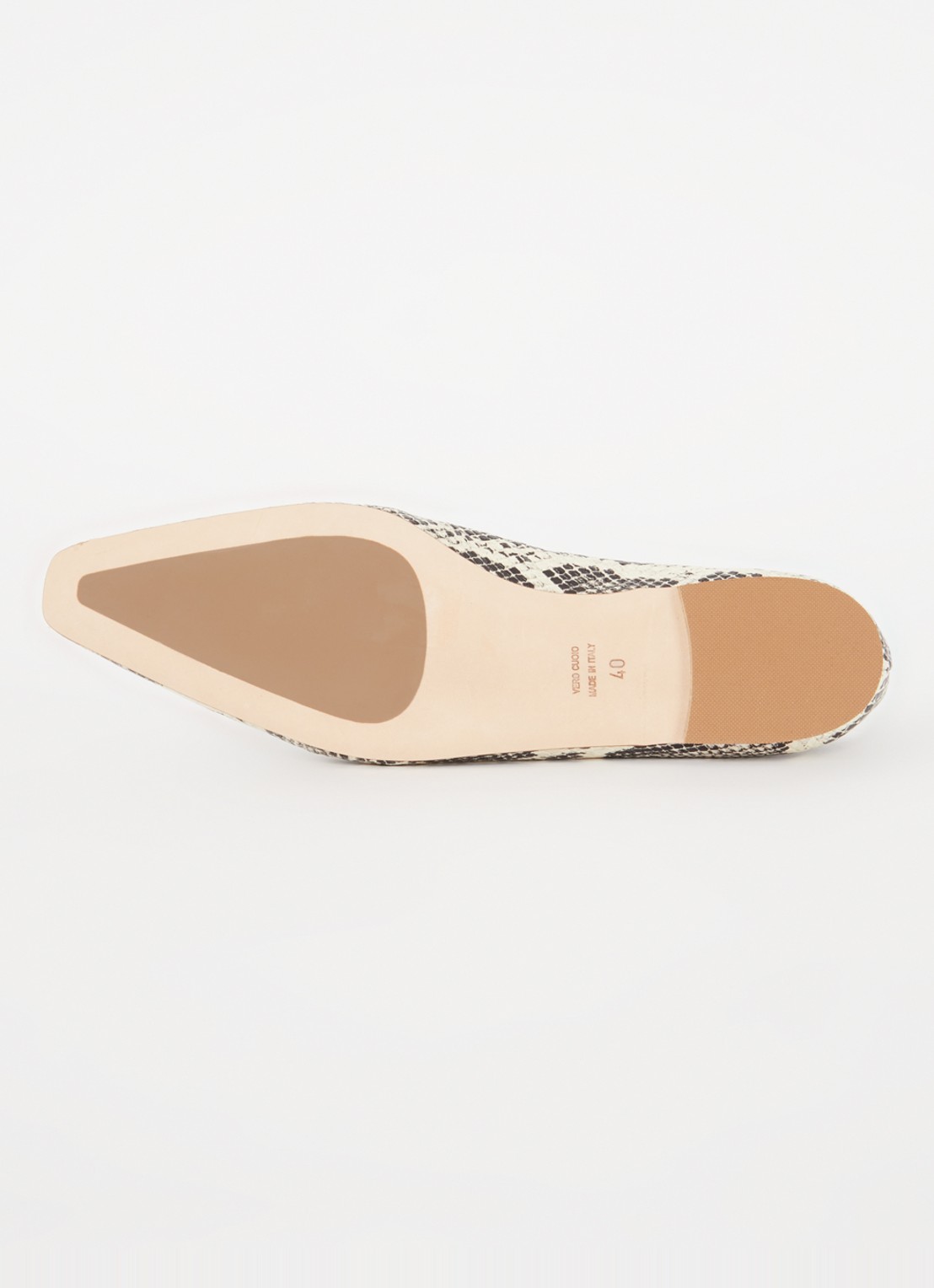 Odare Bilboa ballerina van leer met slangenprint - detail 3 gebroken wit