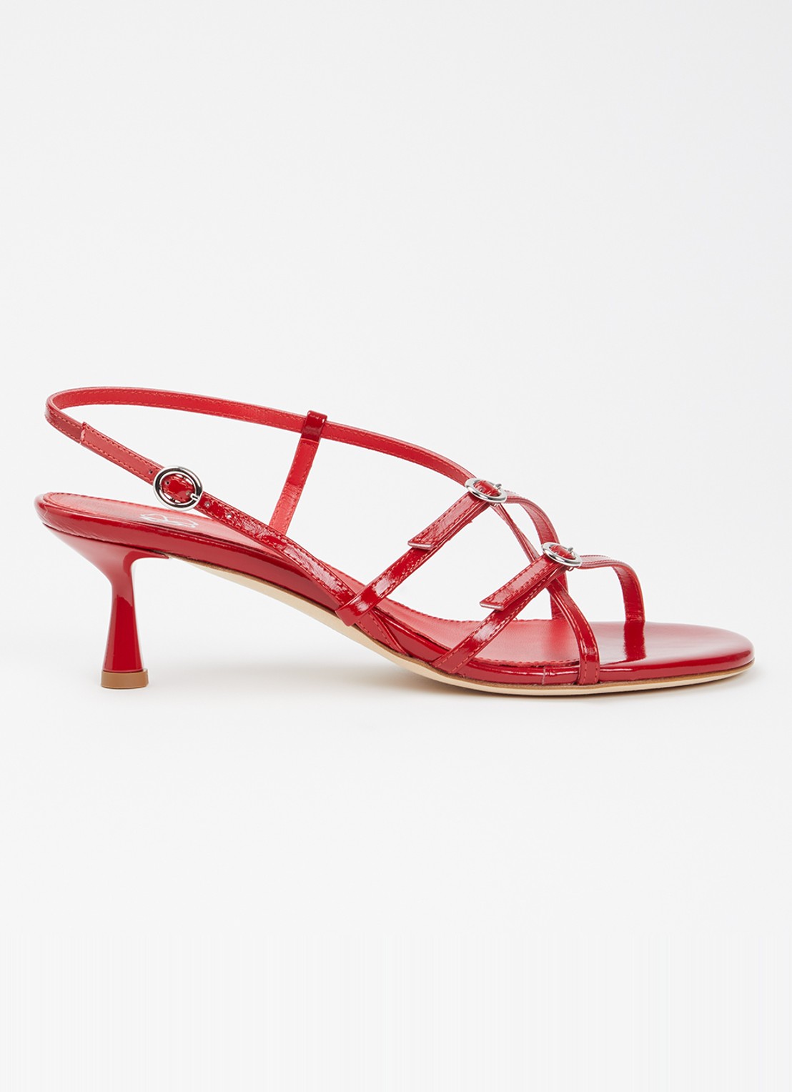 Odare Blanca sandalette van leer - voorkant cranberryrood