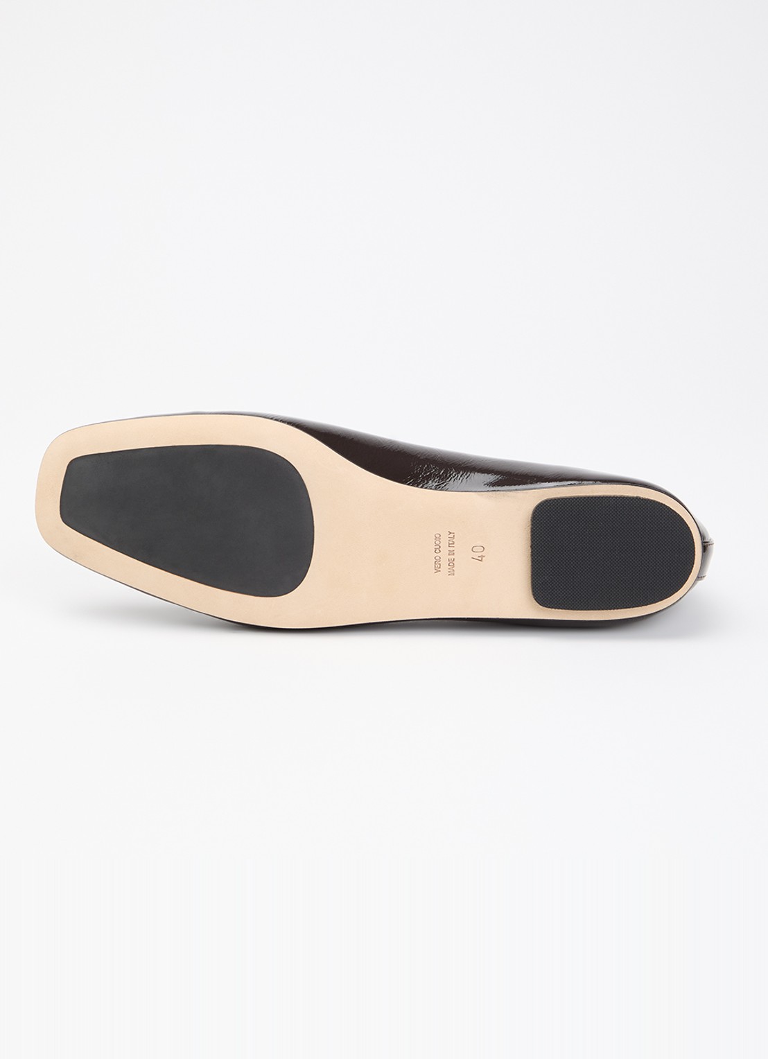 Odare Ibiza Venice ballerina van leer met lakfinish - detail 3 donkerbruin