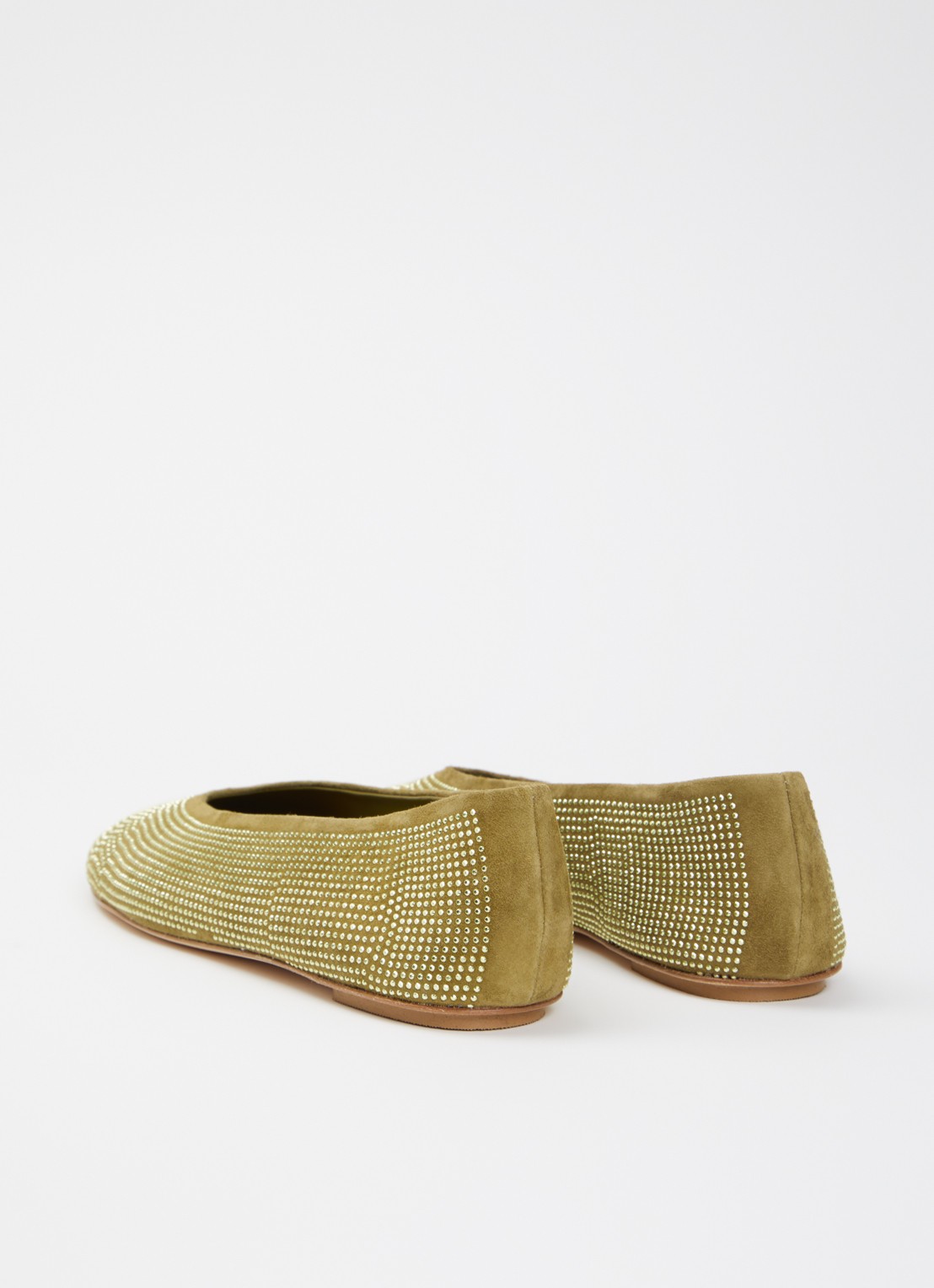 Odare Lilly ballerina van suède met strass - achterkant 5 mosgroen