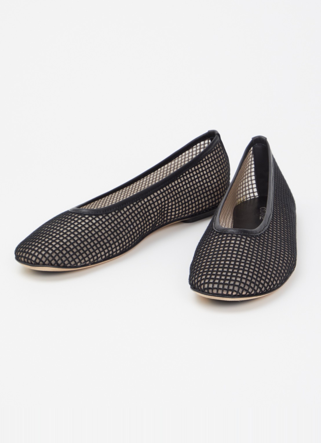 Odare Nora ballerina van mesh met details van leer - detail zwart