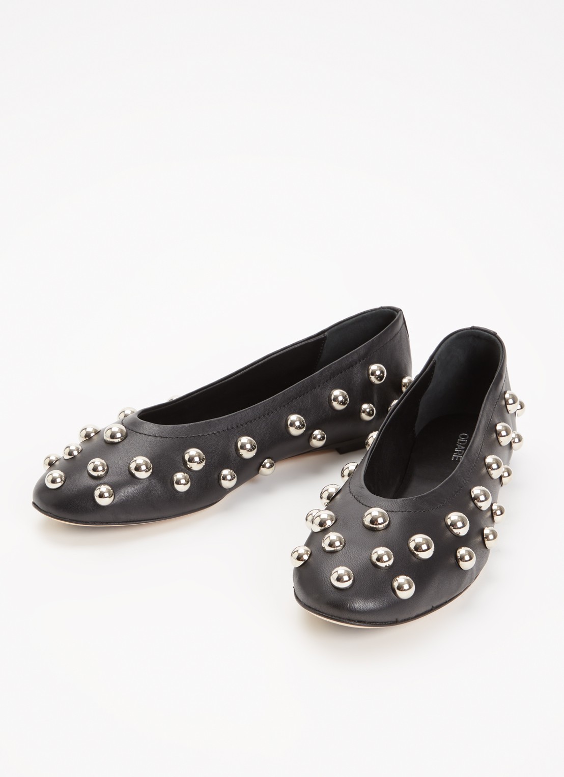 Odare Penna ballerina van leer met studs - detail 3 zwart
