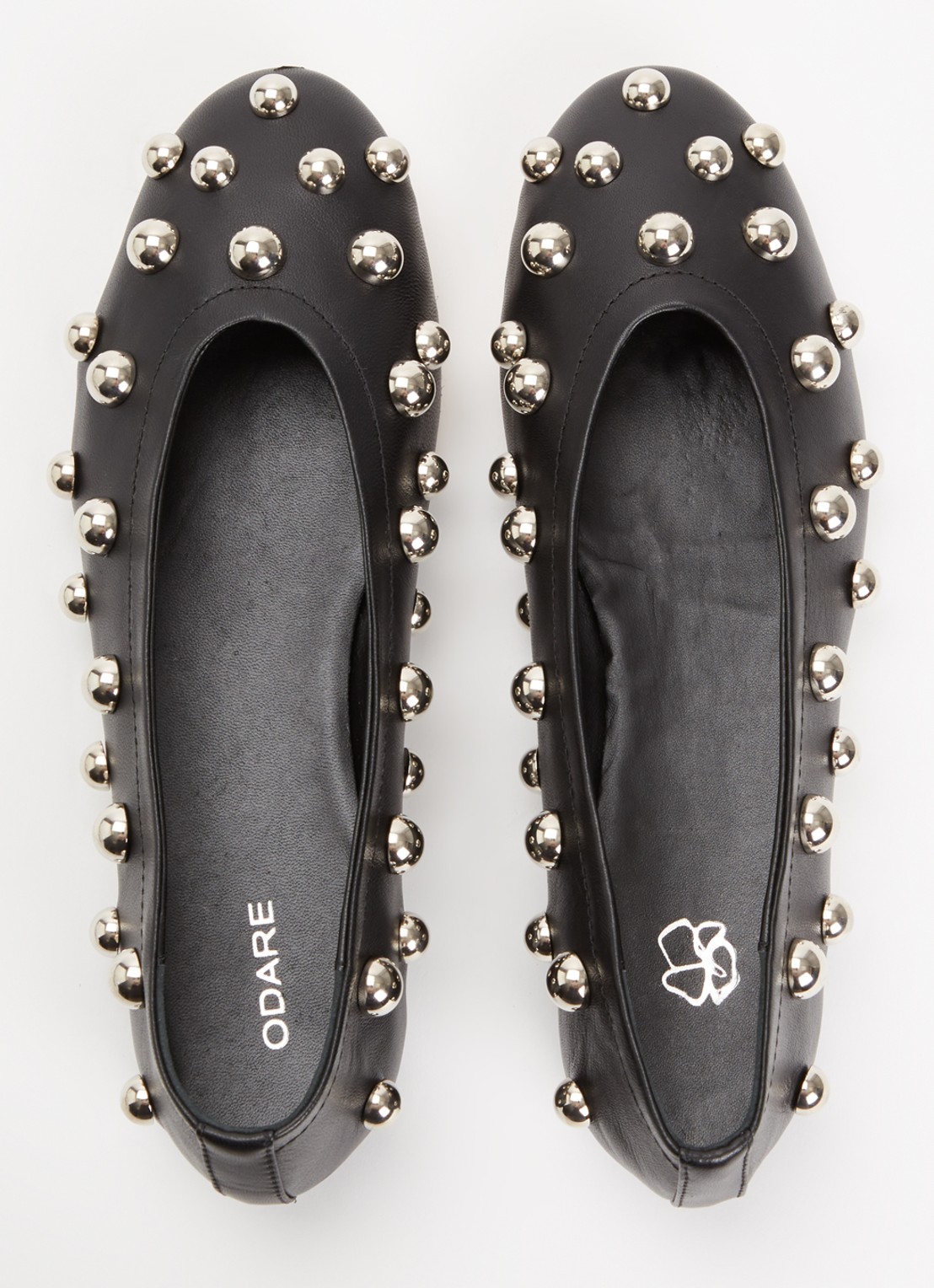 Odare Penna ballerina van leer met studs - detail 4 zwart