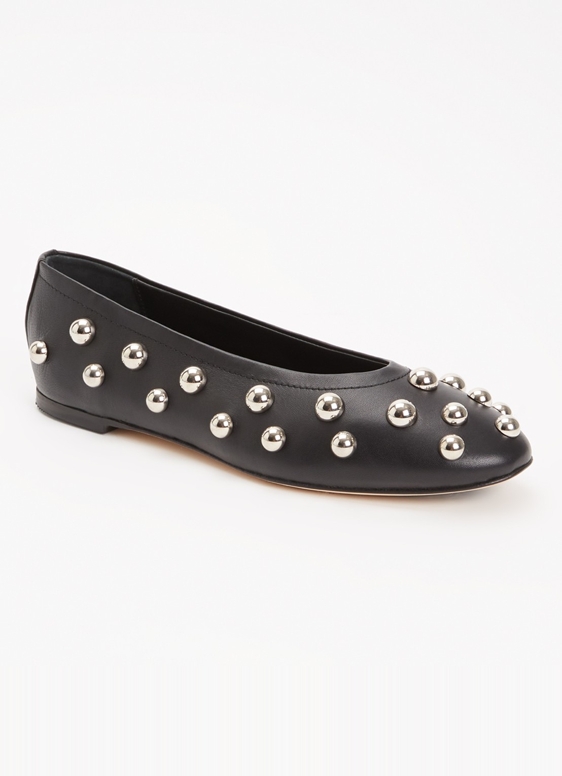 Odare Penna ballerina van leer met studs - voorkant zwart