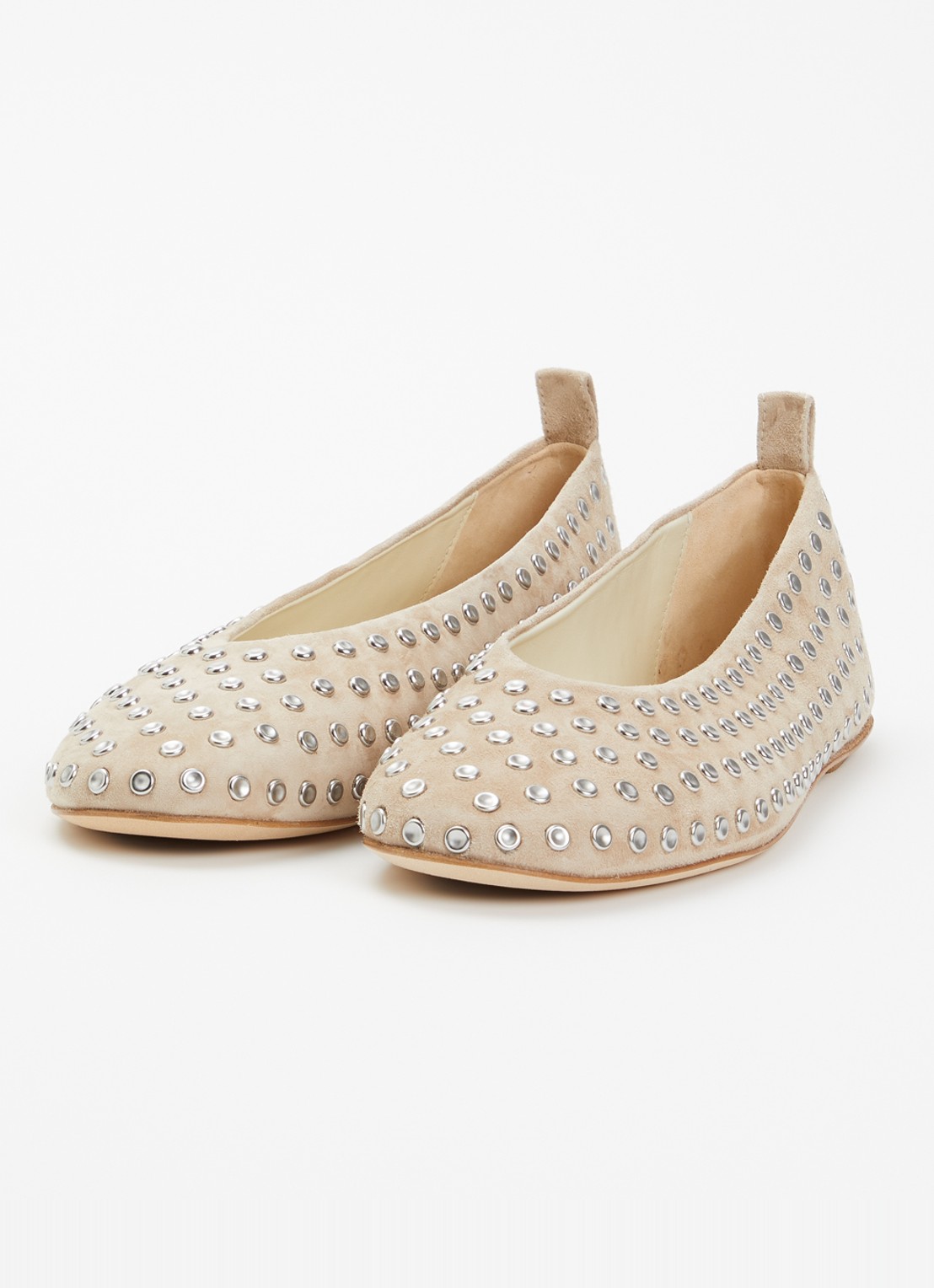 Odare Selena ballerina van suède met studs - detail beige