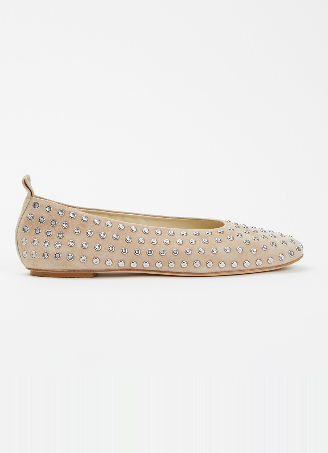 Odare Selena ballerina van suède met studs - voorkant 4 beige