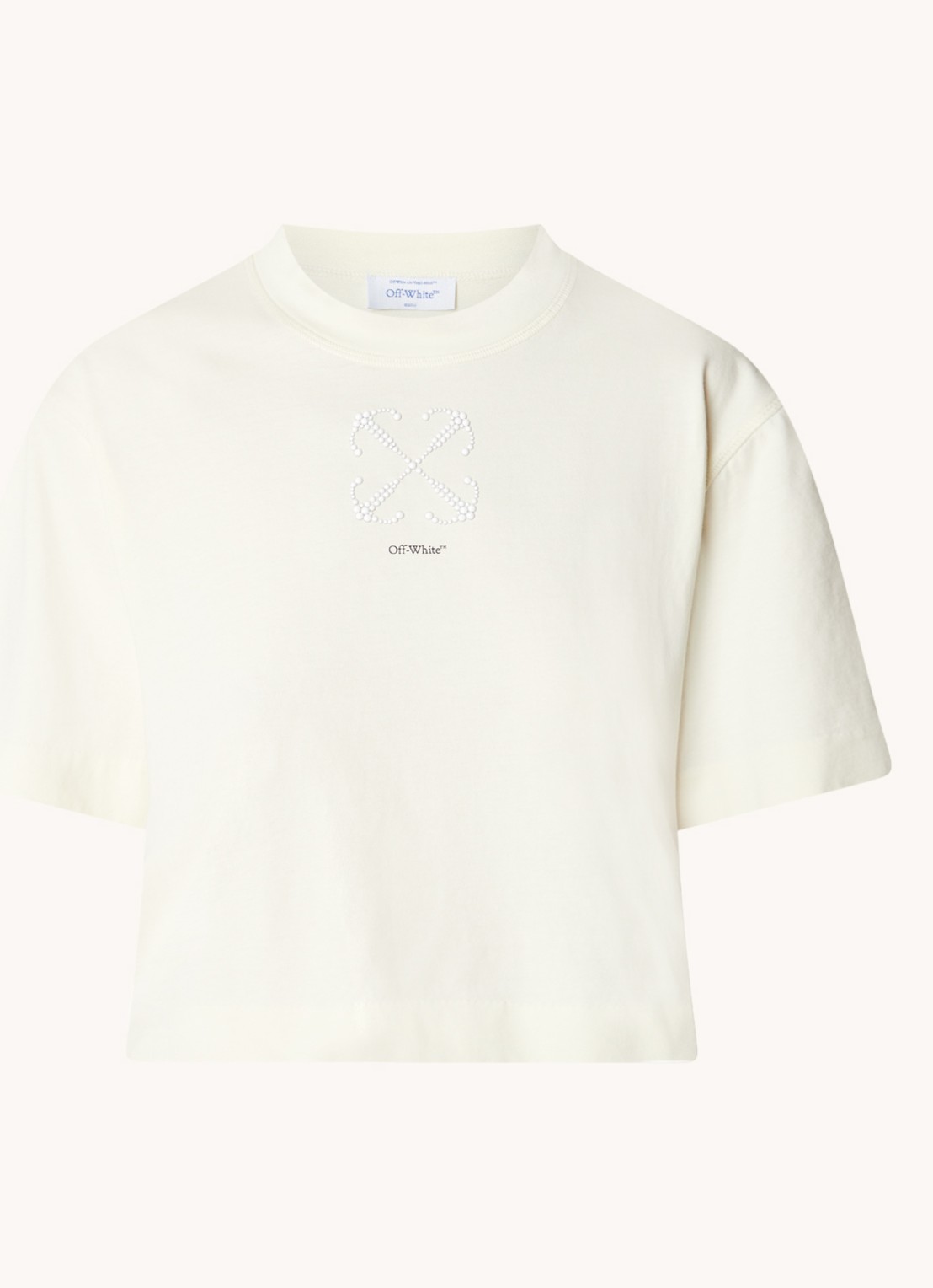 Off-White Arrow cropped T-shirt met logo - voorkant 4 ivoor