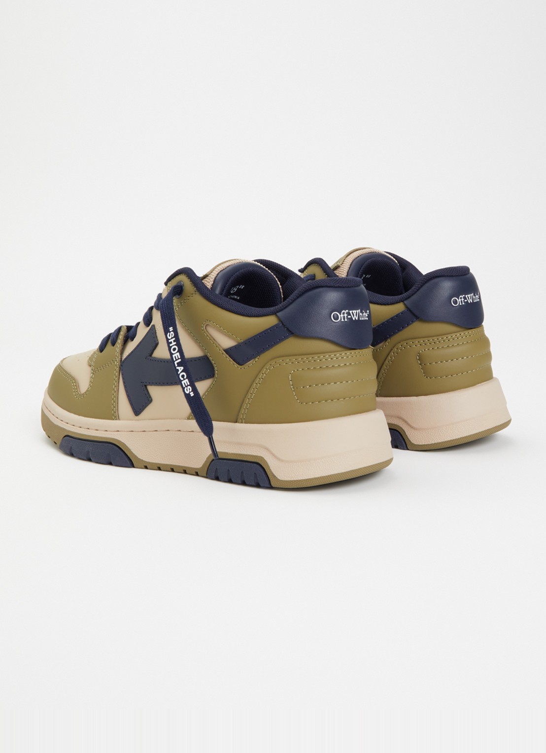 Off-White B-Out Of Office sneaker van leer  - achterkant legergroen