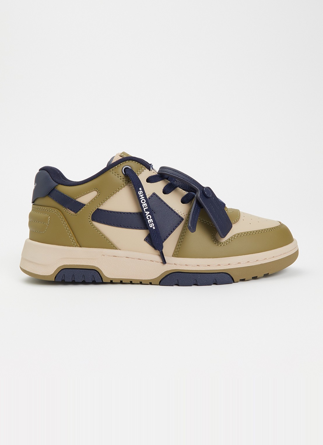Off-White B-Out Of Office sneaker van leer  - voorkant 3 legergroen