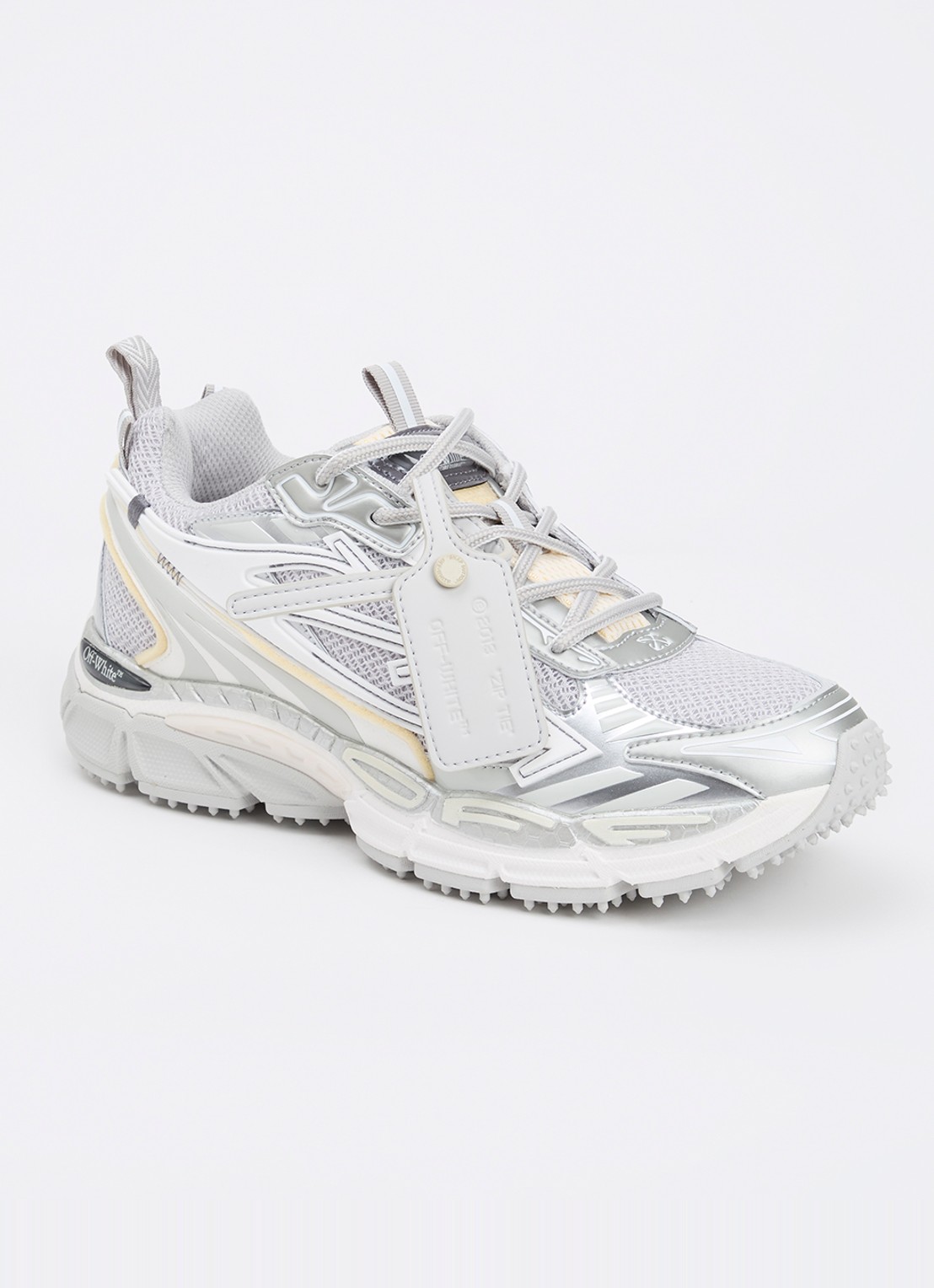 Off-White Be Right Back sneaker met mesh details - voorkant zilver