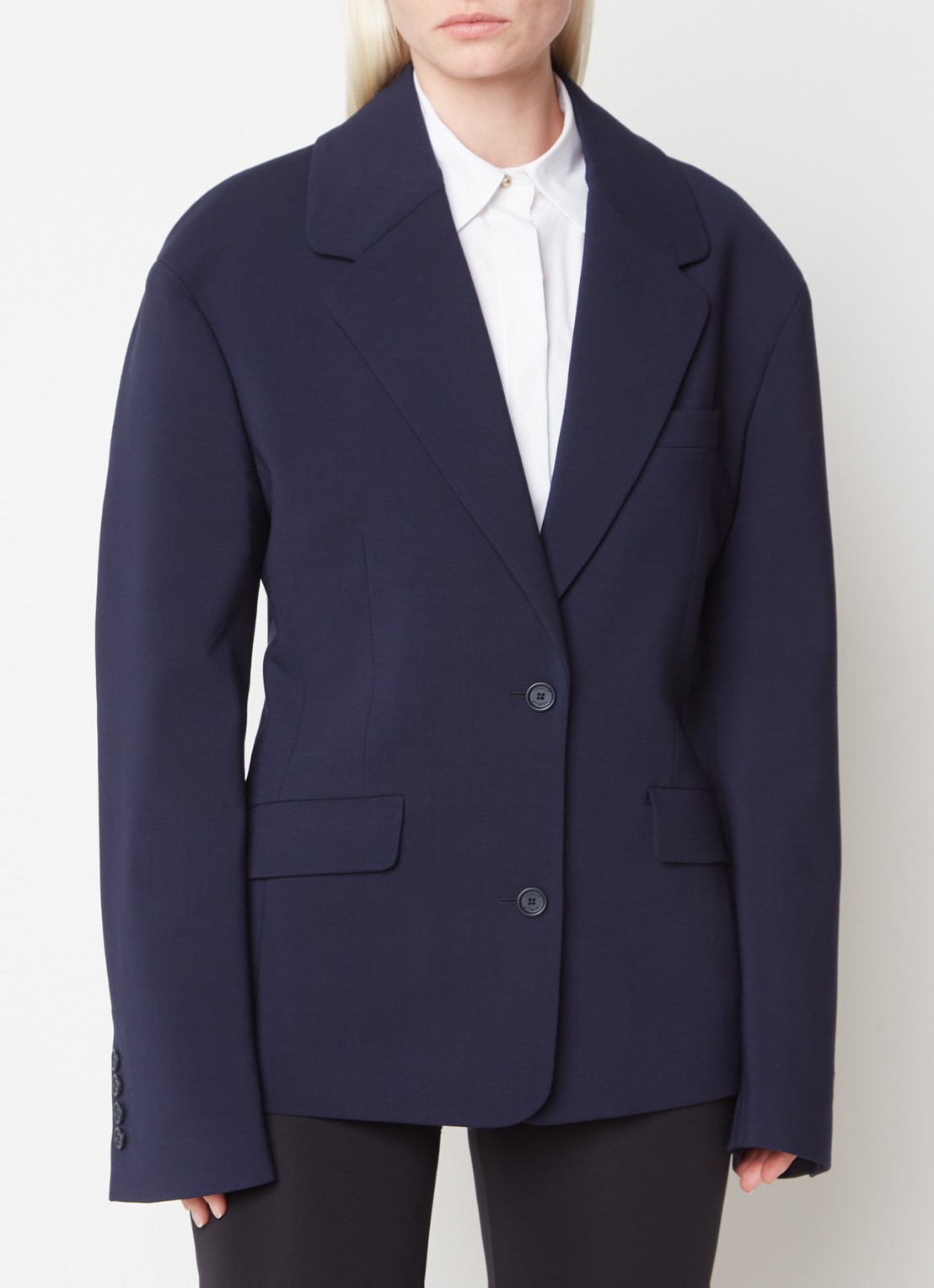 Off-White Blazer van wol met klepzakken - detail 2 donkerblauw