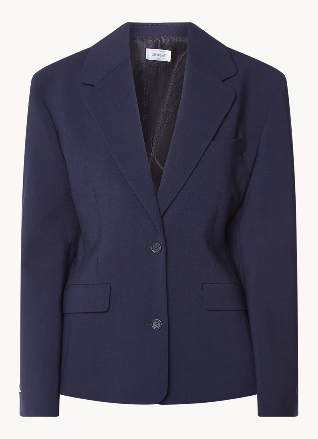 Off-White Blazer van wol met klepzakken - voorkant 5 donkerblauw