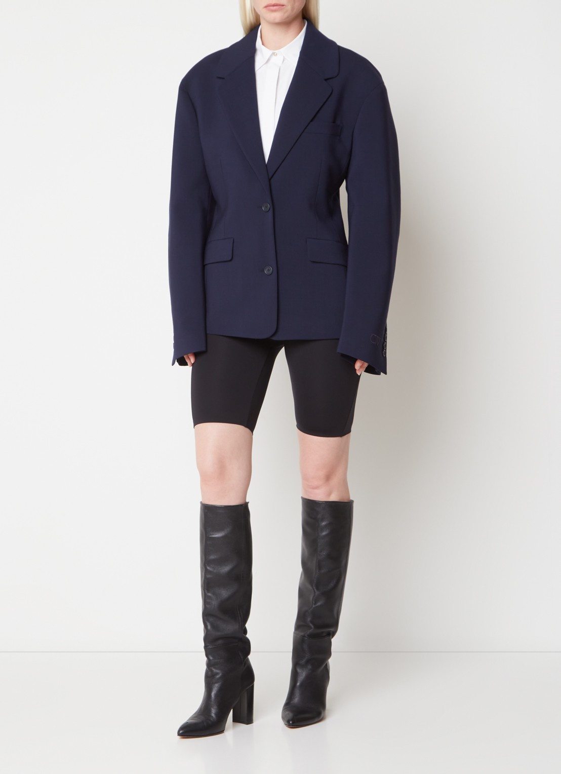 Off-White Blazer van wol met klepzakken - voorkant 6 donkerblauw