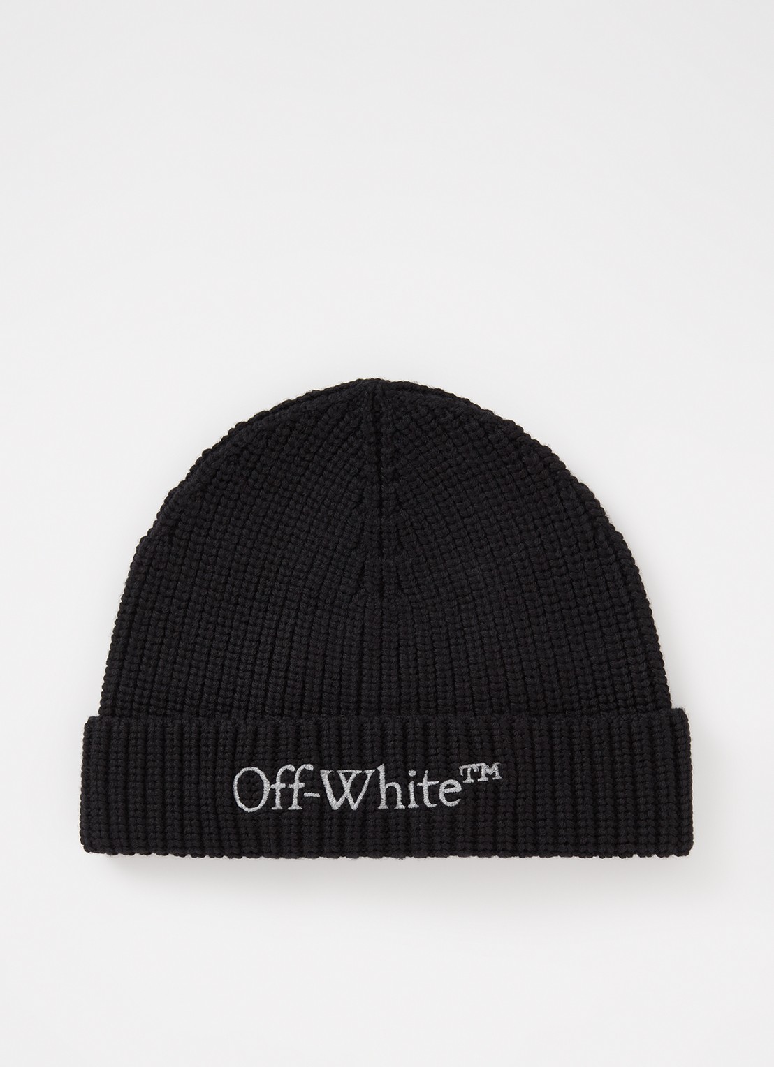 Off-White Bookish Classic muts van scheerwol met logoborduring - voorkant zwart
