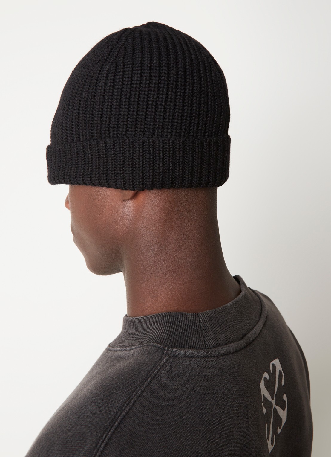 Off-White Bookish Classic muts van scheerwol met logoborduring - voorkant 2 zwart