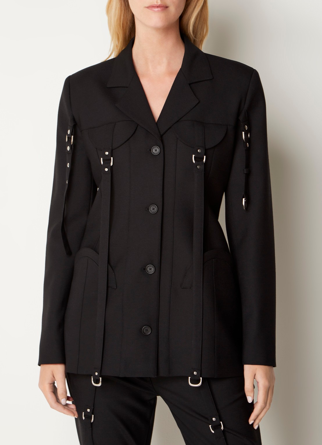 Off-White Cargo jack in wolblend met schoudervulling - detail 2 zwart