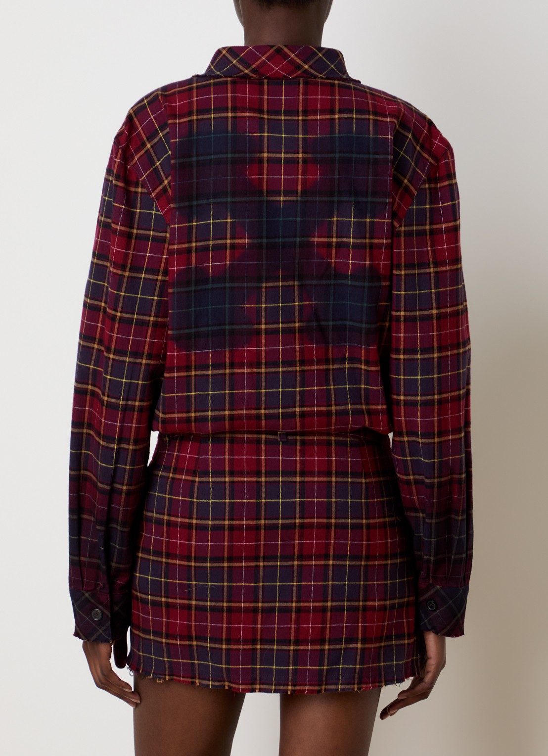 Off-White Check blouse met ruitdessin - detail 4 bordeauxrood