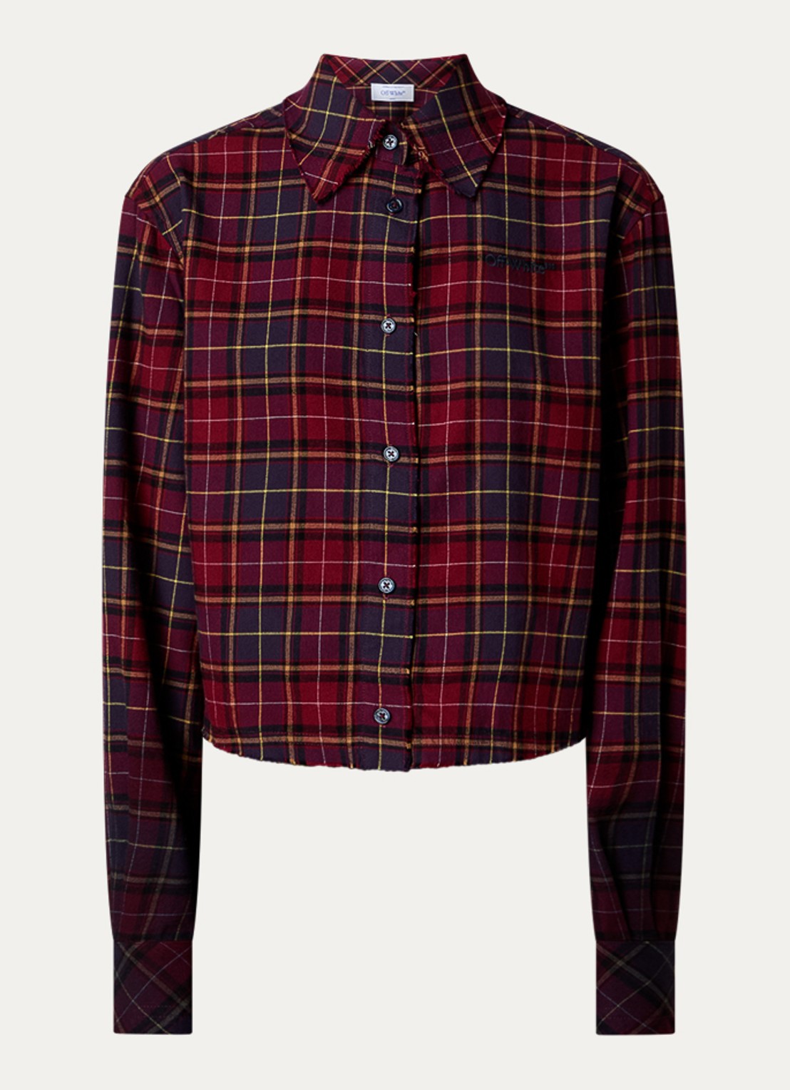 Off-White Check blouse met ruitdessin - voorkant 2 bordeauxrood