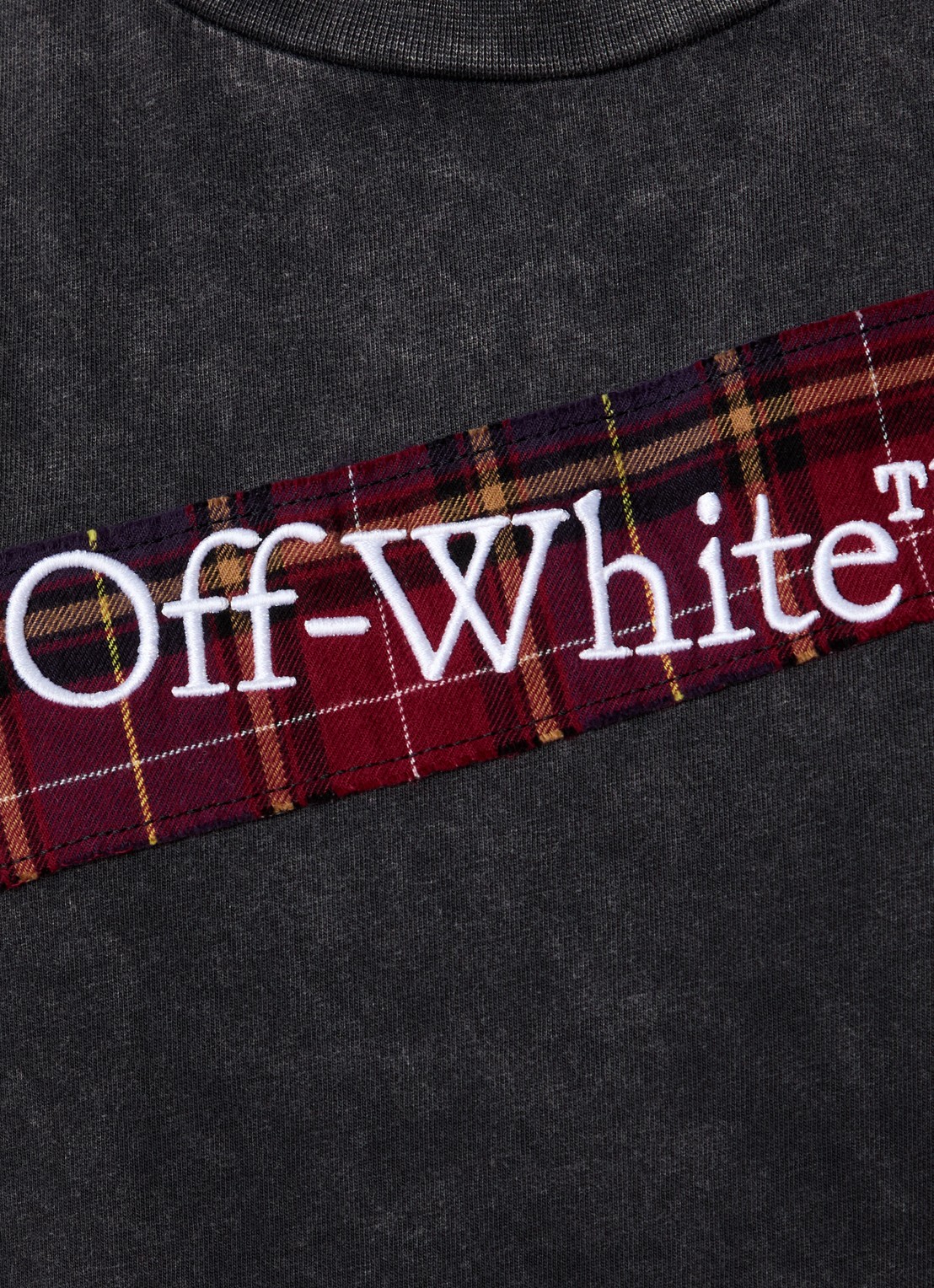 Off-White Check T-shirt met logo - detail 5 antraciet