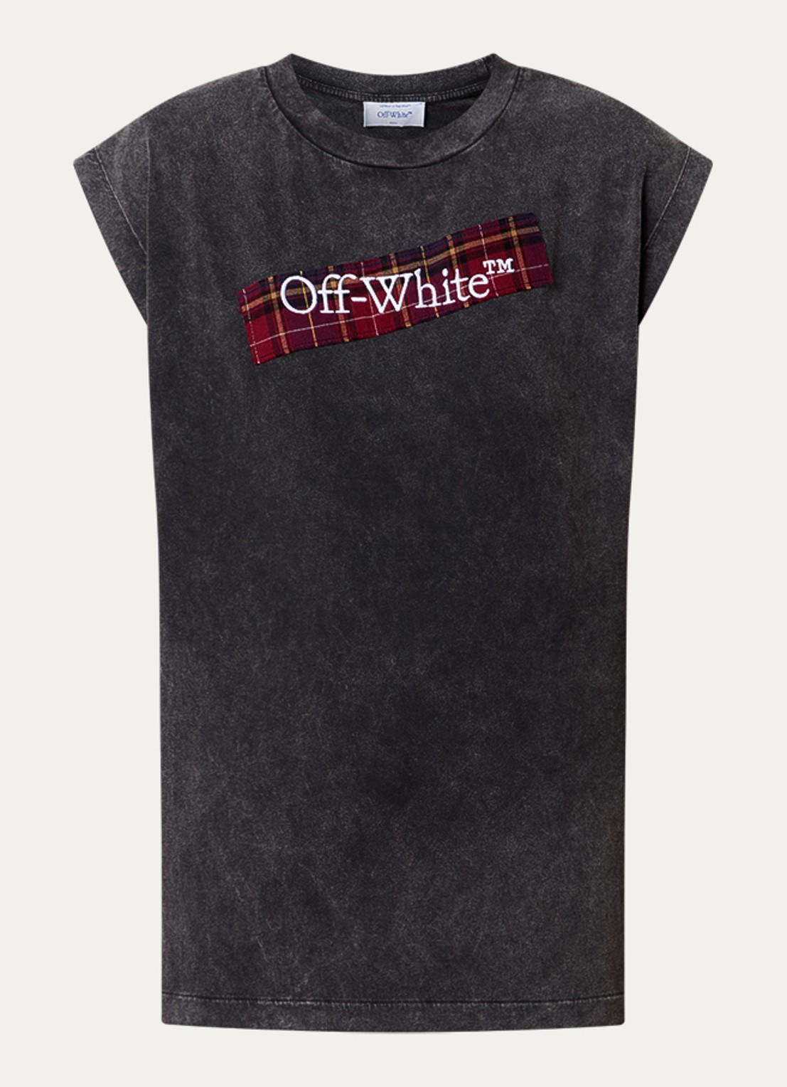 Off-White Check T-shirt met logo - voorkant 2 antraciet