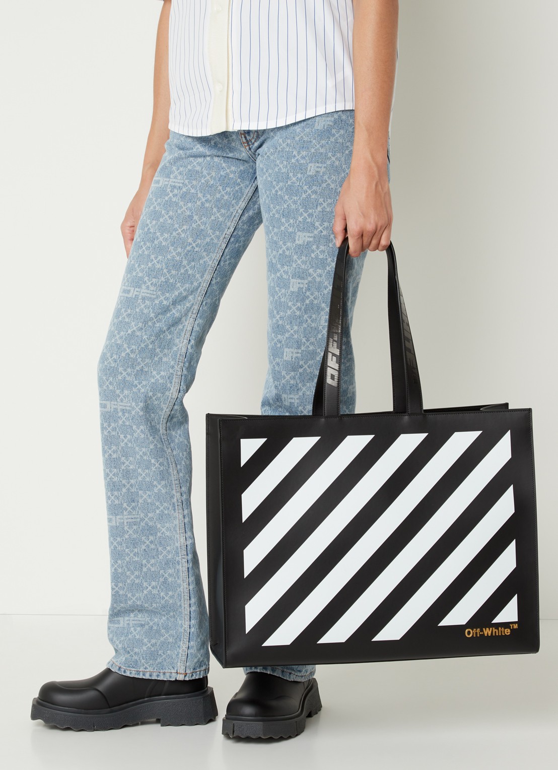 Off-White Diag Hybrid shopper van leer - voorkant 5 multicolor