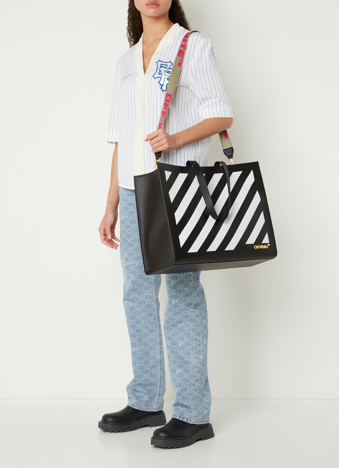 Off-White Diag Hybrid shopper van leer - voorkant 6 multicolor