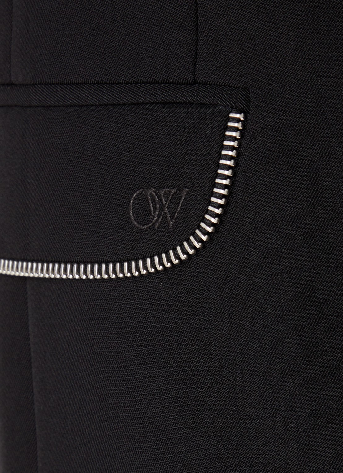 Off-White Double-breasted regular fit colbert van wol met ritsdetail - detail 3 zwart