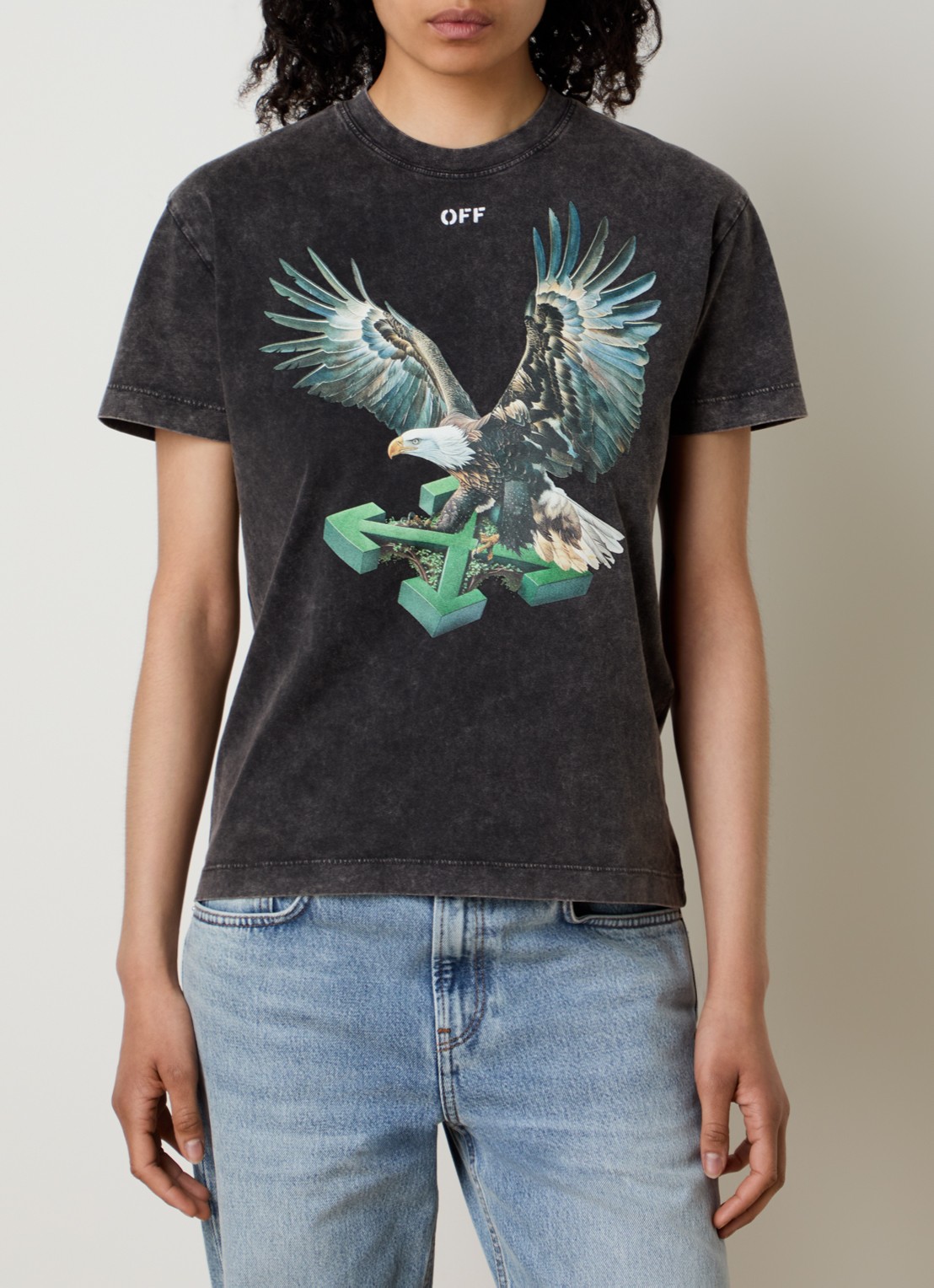 Off-White Eagle arrow T-shirt met front- en backprint - detail 3 zwart