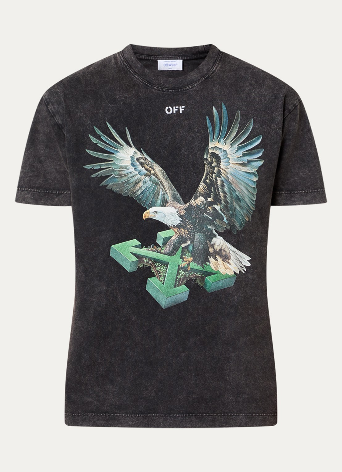 Off-White Eagle arrow T-shirt met front- en backprint - voorkant zwart